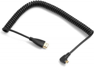 Cable Micro HDMI macho en ángulo recto a HDMI macho estándar cable en espiral 50-80 cm