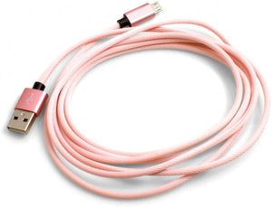 Câble SYSTEM-S Micro USB 2.0 200 cm gaine en nylon tressé rose