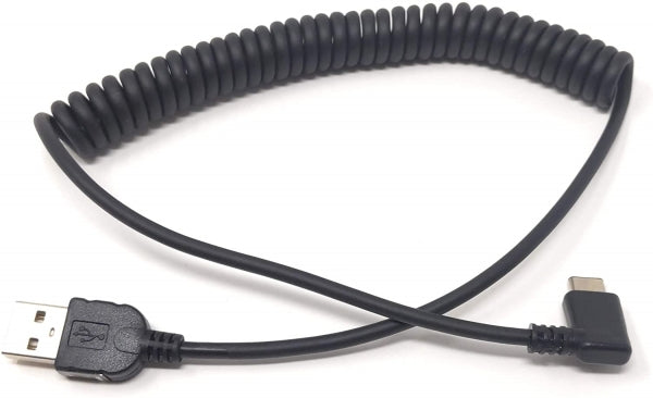 System-S USB C 3.1 a USB A cable espiral en ángulo 50 - 100 cm