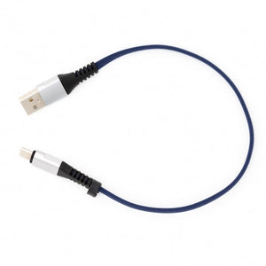 System-S USB Type C 3.1 cable to USB Type A 2.0 90° angled in blue 29 cm