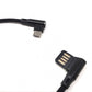 SYSTEM-S Micro USB Kabel Nylon links gewinkelt auf umkehrbarer USB Schnittstelle Typ A in Schwarz 29 cm