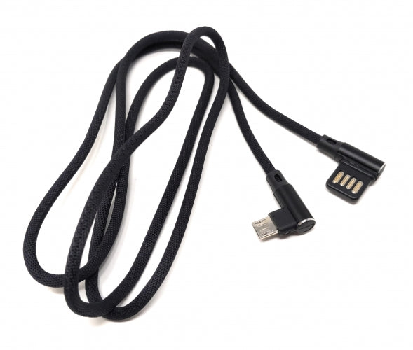 Cavo micro USB in nylon angolato a sinistra per interfaccia USB reversibile tipo A 2.0 in nero 98 cm