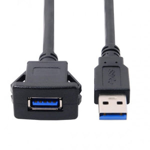 SYSTEM-S USB A 3.0 female to USB A 3.0 male extension cable built-in socket 100cm