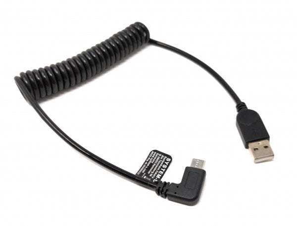 SYSTEM-S USB Kabel Typ A auf USB Typ C 3.1 90° gewinkelt  Spiralkabel  40 Bis 100 cm