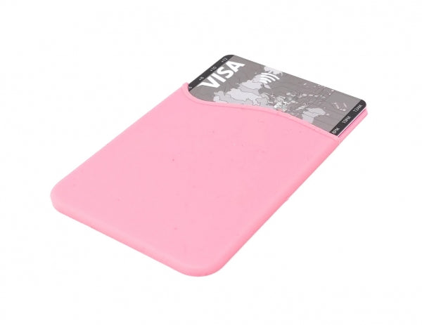 System-S 1x Smartphone Kartenhalter Silkonhülle Kartenetui in Pink