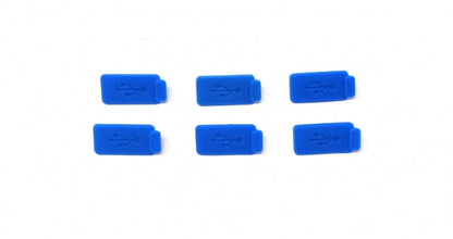 SYSTEM-S 6x USB Typ A Anti Staub Schutz Abdeckung aus Silikon in Blau