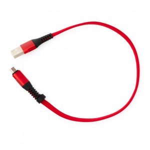 System-S USB A male to micro USB male cable flat cable 32 cm in red