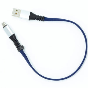 System-S USB A male to micro USB male cable flat cable 32 cm in blue