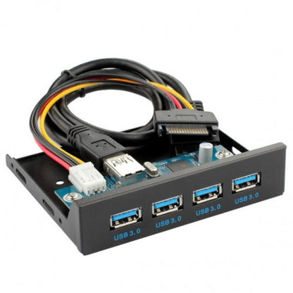 System-S HUB USB Tipo A 3.0 4 puertos montaje en panel a placa base Cable de conexión de 20 pines para bahía de disquete de 3,5"