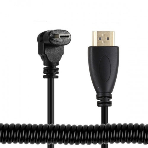 Cavo micro HDMI maschio angolato verso l'alto a HDMI standard maschio a spirale da 50-80 cm