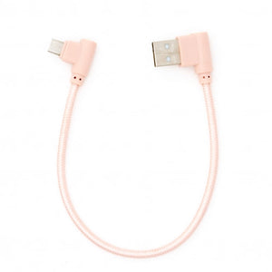 Câble Micro USB SYSTEM-S 90° coudé vers USB 2.0 Type A 90° coudé 20 cm en rose