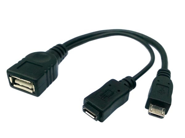 SYSTEM-S USB 2.0 Y Kabel 12 cm Typ A Buchse zu Micro Stecker + Buchse Adapter in Schwarz