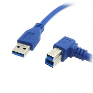Cable USB 3.0 1 m tipo A macho a B macho adaptador angular en color azul