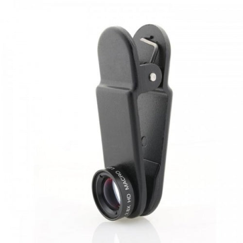 SYSTEM-S 2.8x macro lens with clip and protective case in black for smartphone