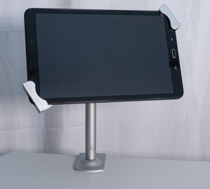 Support de table SYSTEM-S avec fixation par verrou métal gris pour tablette de 7" à 10,5"