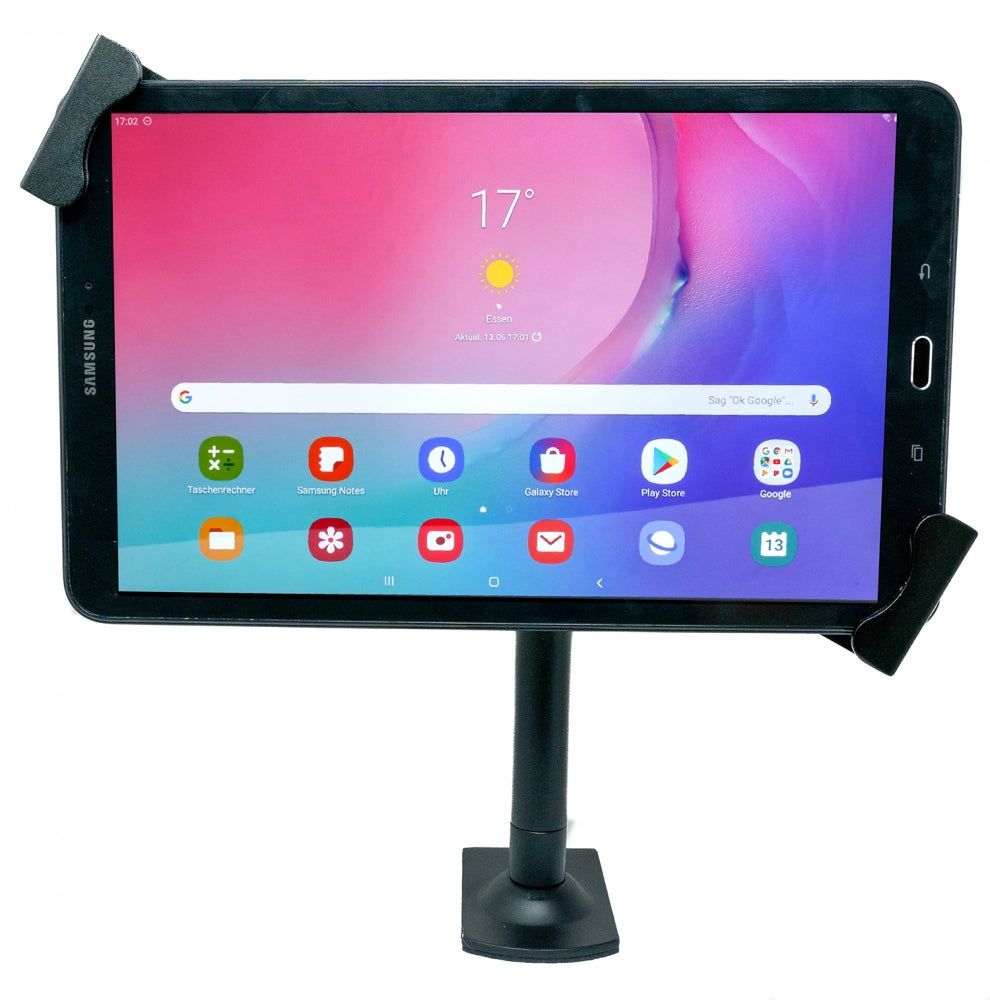 Support de table SYSTEM-S avec fixation par verrou métal noir pour tablette de 9" à 13"