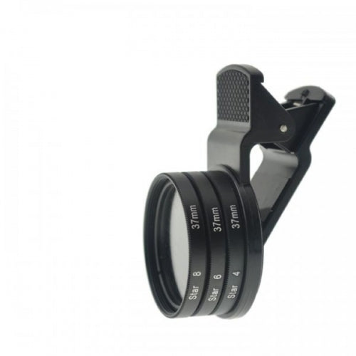 SYSTEM-S Sternfilter 3er Set 37 mm mit Clip Linse Filter in Schwarz für Smartphone