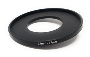 SYSTEM-S Objektiv Adapter 37 mm Gewinde zu 67 mm Step Up Ring in Schwarz für Filter