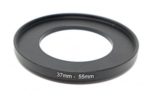 Adaptateur d'objectif SYSTEM-S filetage 37 mm vers anneau élévateur 55 mm en noir pour filtres