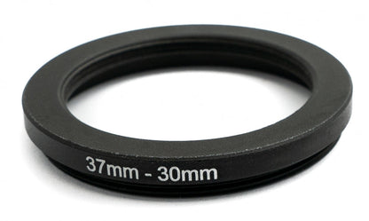 SYSTEM-S Objektiv Adapter 37 mm Gewinde zu 30 mm Step Down Ring in Schwarz für Filter
