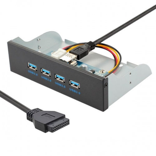 SYSTEM-S USB 3.0 4 Port Hub to Motherboard 20 Pin Front Panel Adapter Cable in Black
