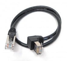Lade das Bild in den Galerie-Viewer, LAN Kabel 0,5 m RJ45 Stecker Ethernetkabel Netzwerkkabel Winkel in Schwarz
