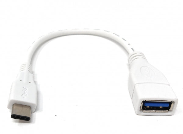 SYSTEM-S USB 3.1 Kabel 10 cm Typ C Stecker zu 3.0 Typ A Buchse Adapter in Weiß