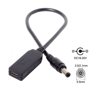 SYSTEM-S USB 3.1 cable 23cm type C socket to DC 5.5 x 1.1 mm plug adapter charging cable