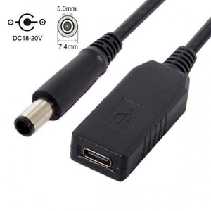 SYSTEM-S USB 3.1 Kabel 23cm Typ C Buchse zu DC 20V 7,4 x 5,0 mm Stecker Adapter Ladekabel