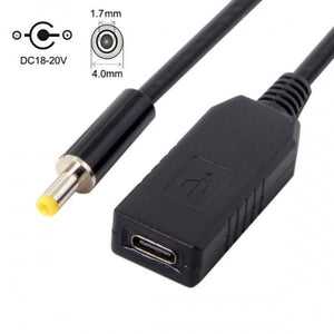 SYSTEM-S USB 3.1 cable 23cm type C plug to DC 20V 4.0 x 1.7 mm socket adapter charging cable