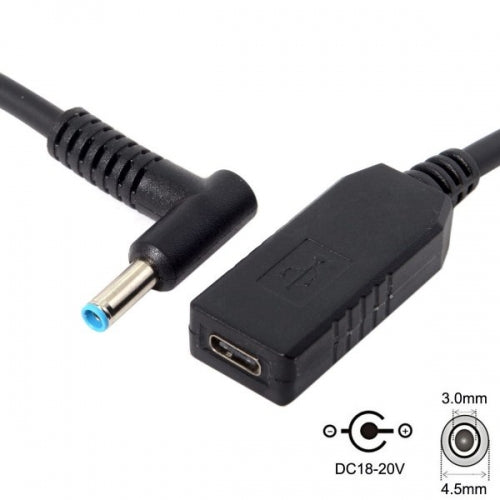 SYSTEM-S USB 3.1 Kabel 23cm Typ C Buchse zu DC 20V 4,5 x 3,0 mm Stecker Adapter Ladekabel