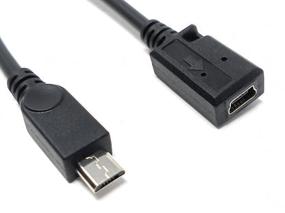 SYSTEM-S USB 2.0 Kabel 15 cm Micro B Stecker zu Mini B Buchse Adapter in Schwarz