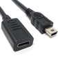 SYSTEM-S USB 3.1 Kabel 25 cm Typ C Buchse zu Mini B Stecker Adapter in Schwarz