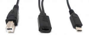 SYSTEM-S USB 3.1 Y cable 25 cm type C female to 2.0 type B and Micro B male adapter