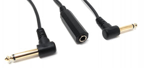 Audio Y cable 22 cm 6.35 mm stereo 2x jack plug to socket adapter black