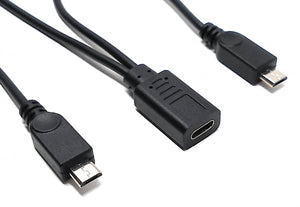 SYSTEM-S USB 3.1 Y cable 25 cm type C female to 2x 2.0 Micro B male adapter in black