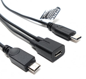 Câble SYSTEM-S USB 2.0 Y 25 cm Adaptateur Micro B femelle vers Type C et Micro B mâle