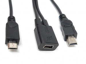 SYSTEM-S USB 2.0 Y Kabel 25 cm Mini B Buchse zu Mini B und Micro B Stecker Adapter