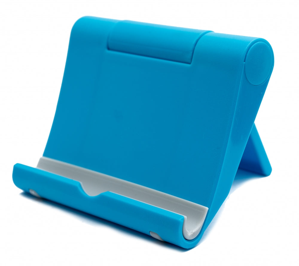 Support de support SYSTEM-S dépliable et réglable en bleu pour tablette et smartphone