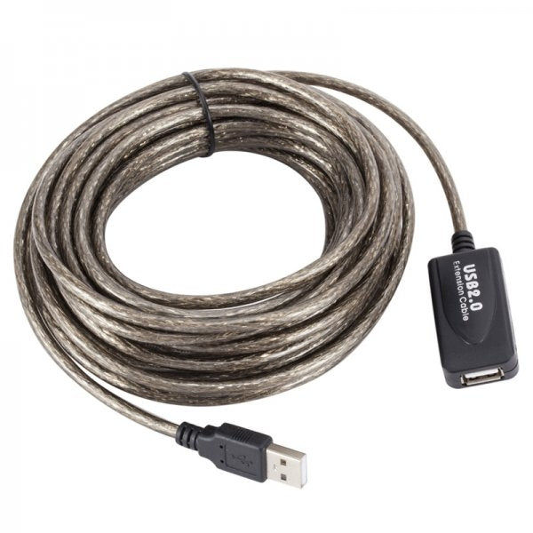 USB 2.0 Kabel 15 m Typ A Stecker zu Buchse Kabel in Grau
