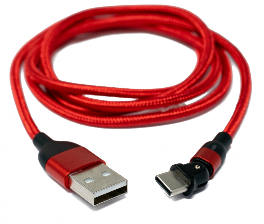 SYSTEM-S USB 3.1 Kabel 1 m Typ C Stecker zu 2.0 A Buchse Adapter 180° Winkel in Rot