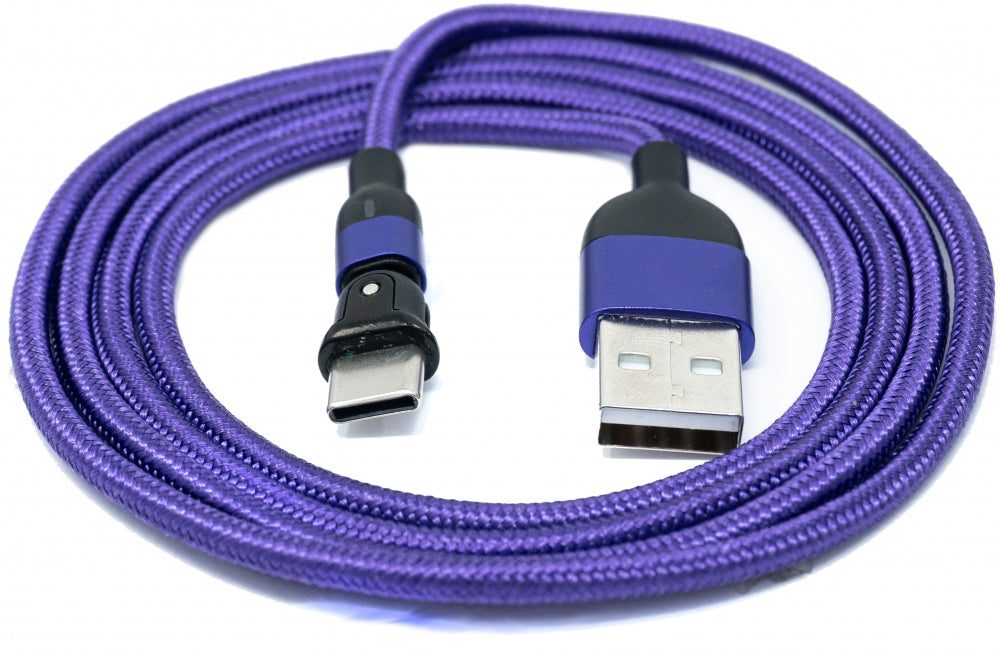 SYSTEM-S USB 3.1 cable 1 m type C plug to 2.0 A socket adapter 180° angle in purple