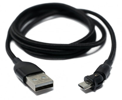 SYSTEM-S USB 2.0 Kabel 1 m Micro Stecker zu 2.0 A Buchse Adapter 180° Winkel in Schwarz