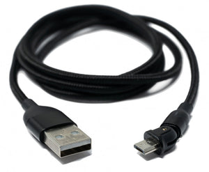 SYSTEM-S USB 2.0 cable 1 m micro plug to 2.0 A socket adapter 180° angle in black