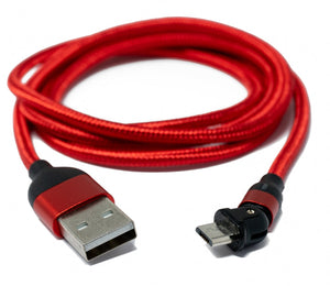 SYSTEM-S USB 2.0 cable 1 m micro plug to 2.0 A socket adapter 180° angle in red