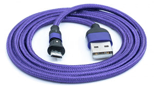 SYSTEM-S USB 2.0 cable 1 m micro plug to 2.0 A socket adapter 180° angle in purple