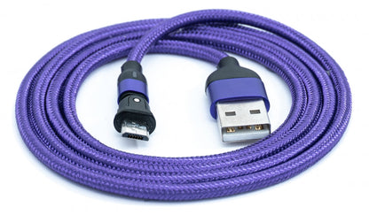 SYSTEM-S USB 2.0 Kabel 1 m Micro Stecker zu 2.0 A Buchse Adapter 180° Winkel in Lila