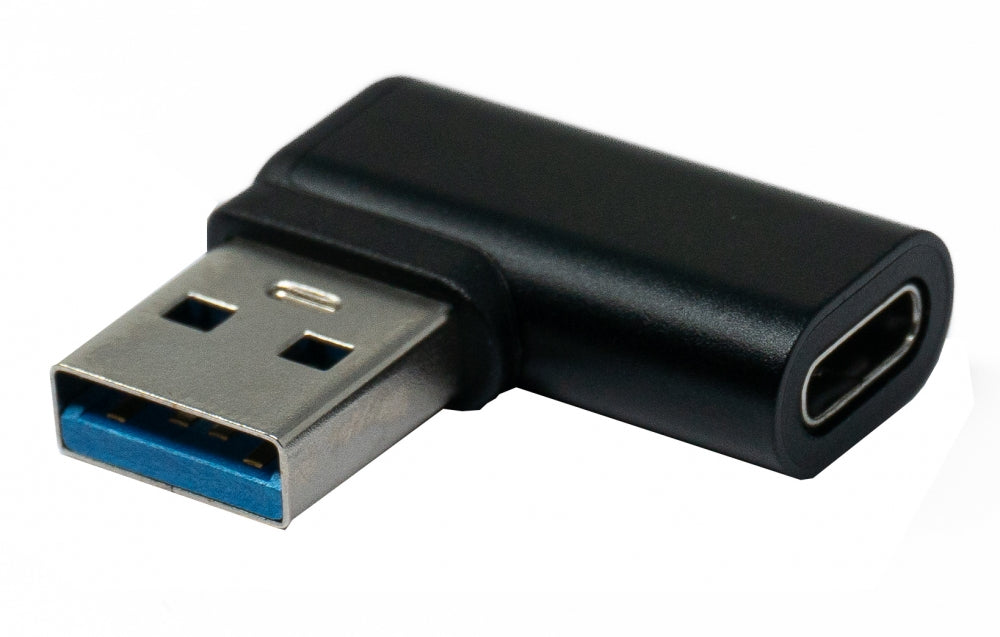 SYSTEM-S USB 3.1 Adapter Typ C Buchse zu 3.0 Typ A Stecker Winkel Kabel in Schwarz