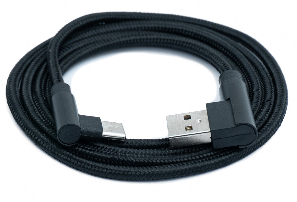 SYSTEM-S USB 3.1 cable 100 cm type C plug to 2.0 A plug angle braided black