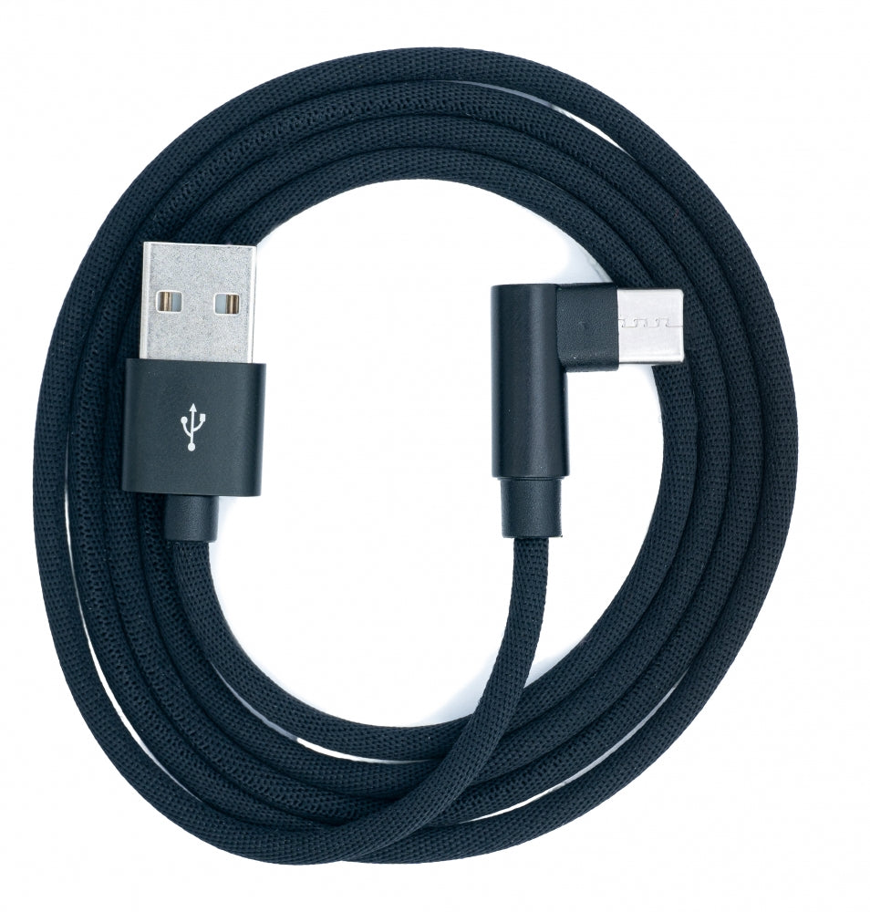 SYSTEM-S USB 3.1 cable 100 cm type C plug to 2.0 A plug angle braided black